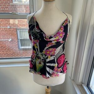 Dior floral Graphic Cowl Neck Top